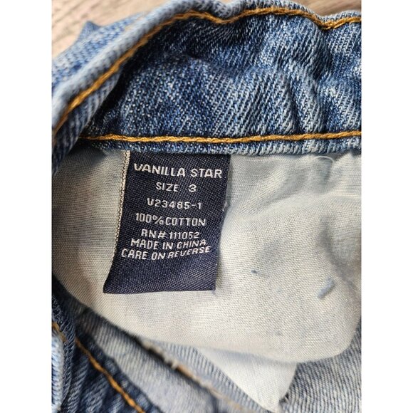 Vanilla Star Juniors Size 3 Distressed Straight Leg Button Fly Denim Blue Jeans - Picture 6 of 12